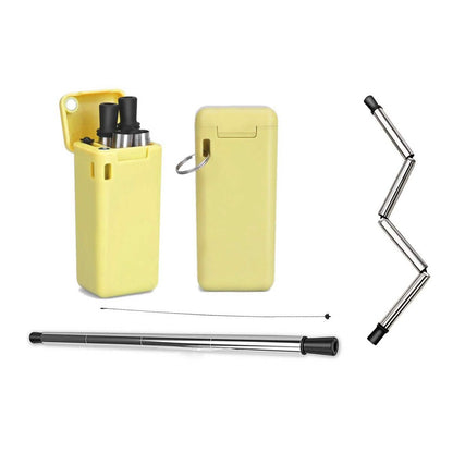 Collapsible, Portable, And Reusable Stainless Steel Drinking Straw With Case