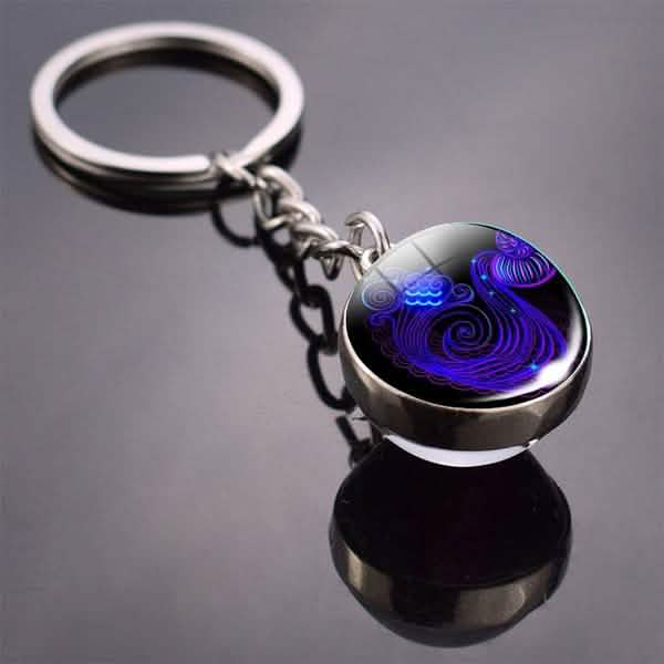 Constellation Double Side Cabochon Glass Ball Keychain