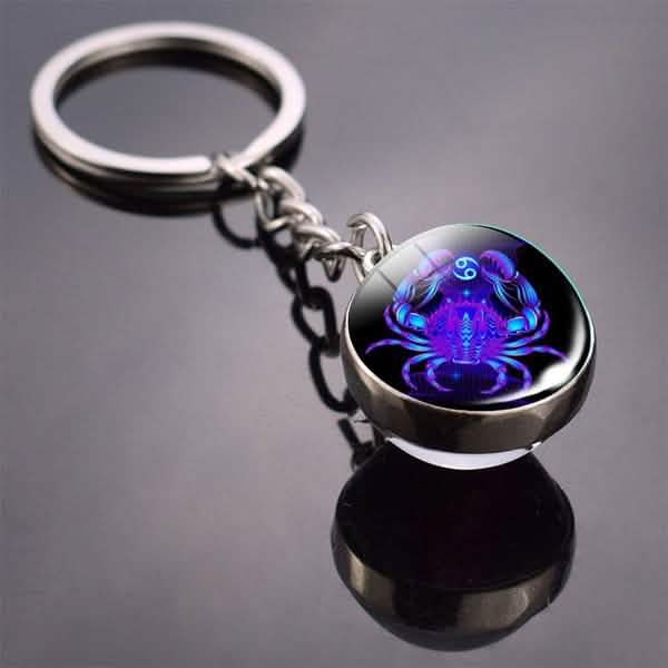 Constellation Double Side Cabochon Glass Ball Keychain