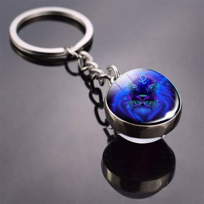 Constellation Double Side Cabochon Glass Ball Keychain