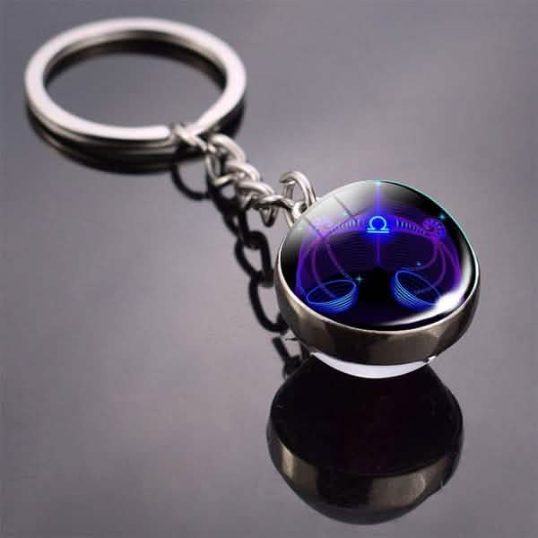 Constellation Double Side Cabochon Glass Ball Keychain