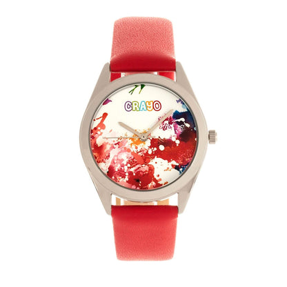Crayo Graffiti Multicolor Dial Powder Leather Watch