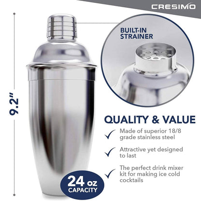 Cresimo 24 Ounce Cocktail Shaker Bar Set