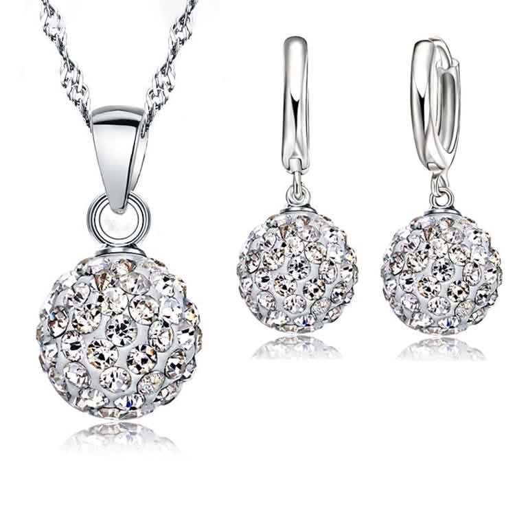 Crystalline Solid Silver Woman Jewelry Disco Ball Set