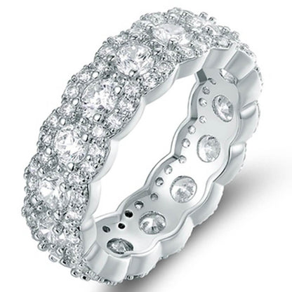 Cubic Zirconia Floral Eternity Band Ring - Assorted Sizes