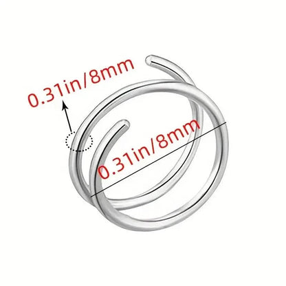 Stainless Steel Double Helix Nose Ring – 14K Gold Plated Hot Style Piercing Jewelry for Women