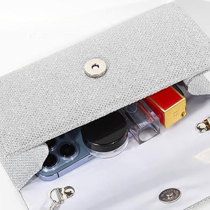 LovyoCoCo Womens Silver Evening Bag Clutch Purses Sparkling Party Handbag
