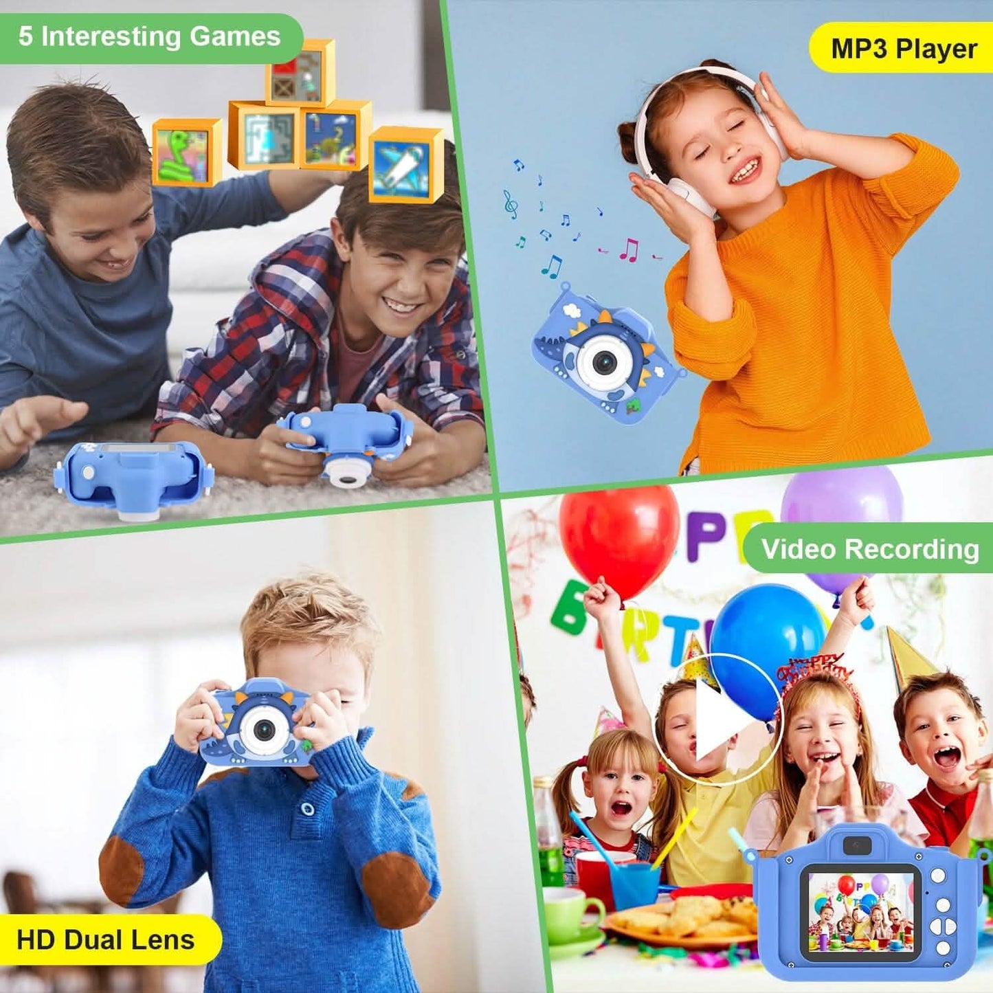 Dinosaur Kids Selfie 48MP 1080P HD Cartoon Digital Camera
