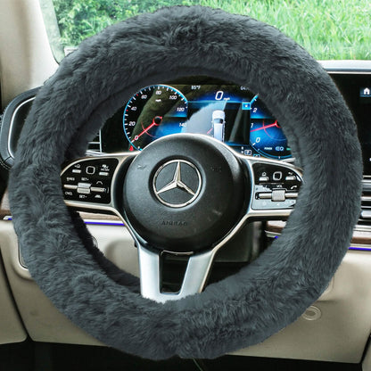 Doe16 Faux Rabbit Fur Steering Wheel Cover