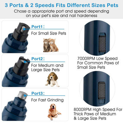 Dog Nail Grinder 2 Speeds Quiet USB Rechargeable