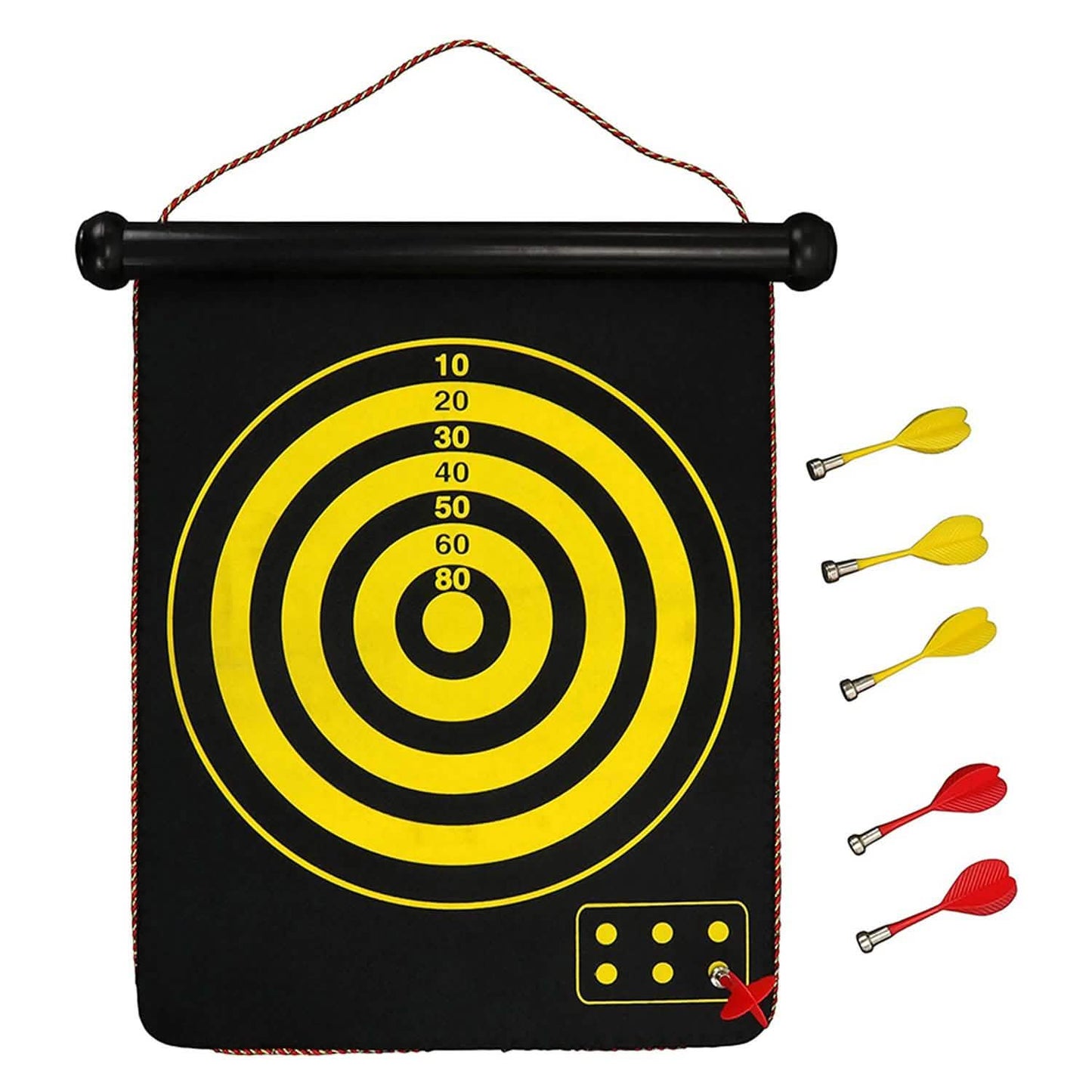 Double Sided Magnetic Roll-Up Dart Board and Bullseye Game