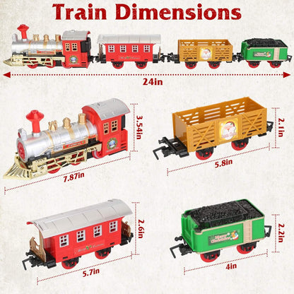Electric Train Set Steam Locomotive Passenger Coach Coal with Sounds Light Railway
