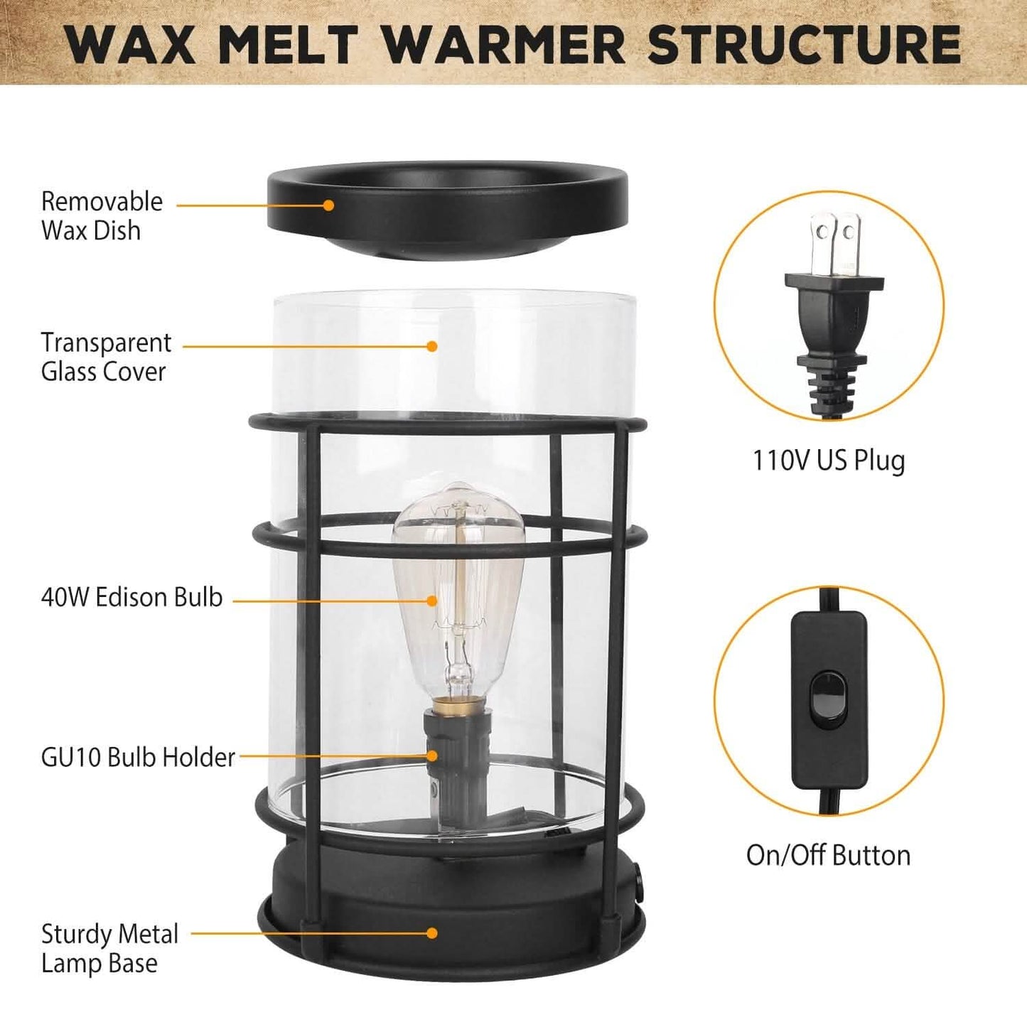 Electric Wax Melt Warmer Vintage Light Bulb