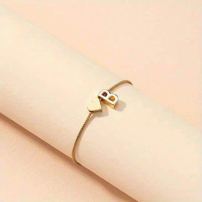 Elegant Love Heart Charm Bracelet - Delicate Minimalist Link Chain