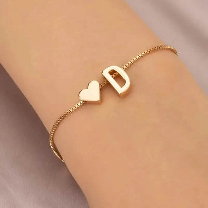 Elegant Love Heart Charm Bracelet - Delicate Minimalist Link Chain