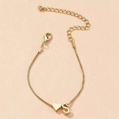 Elegant Love Heart Charm Bracelet - Delicate Minimalist Link Chain