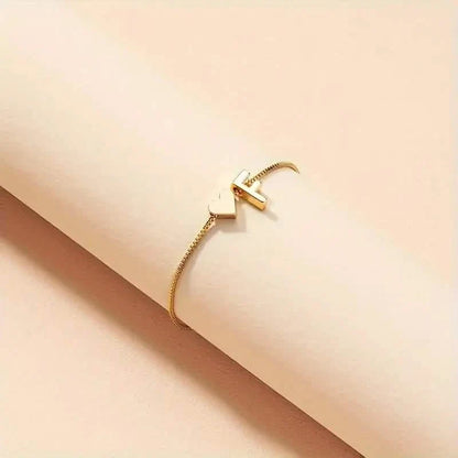 Elegant Love Heart Charm Bracelet - Delicate Minimalist Link Chain