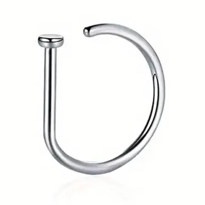 Elegant Punk-Style Stainless Steel Nose Rings - Clip-On Non-Piercing Design