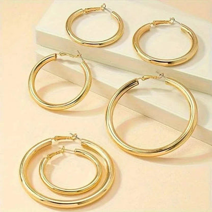 Elegant, Trendy and Shiny Gold Hoop Earrings