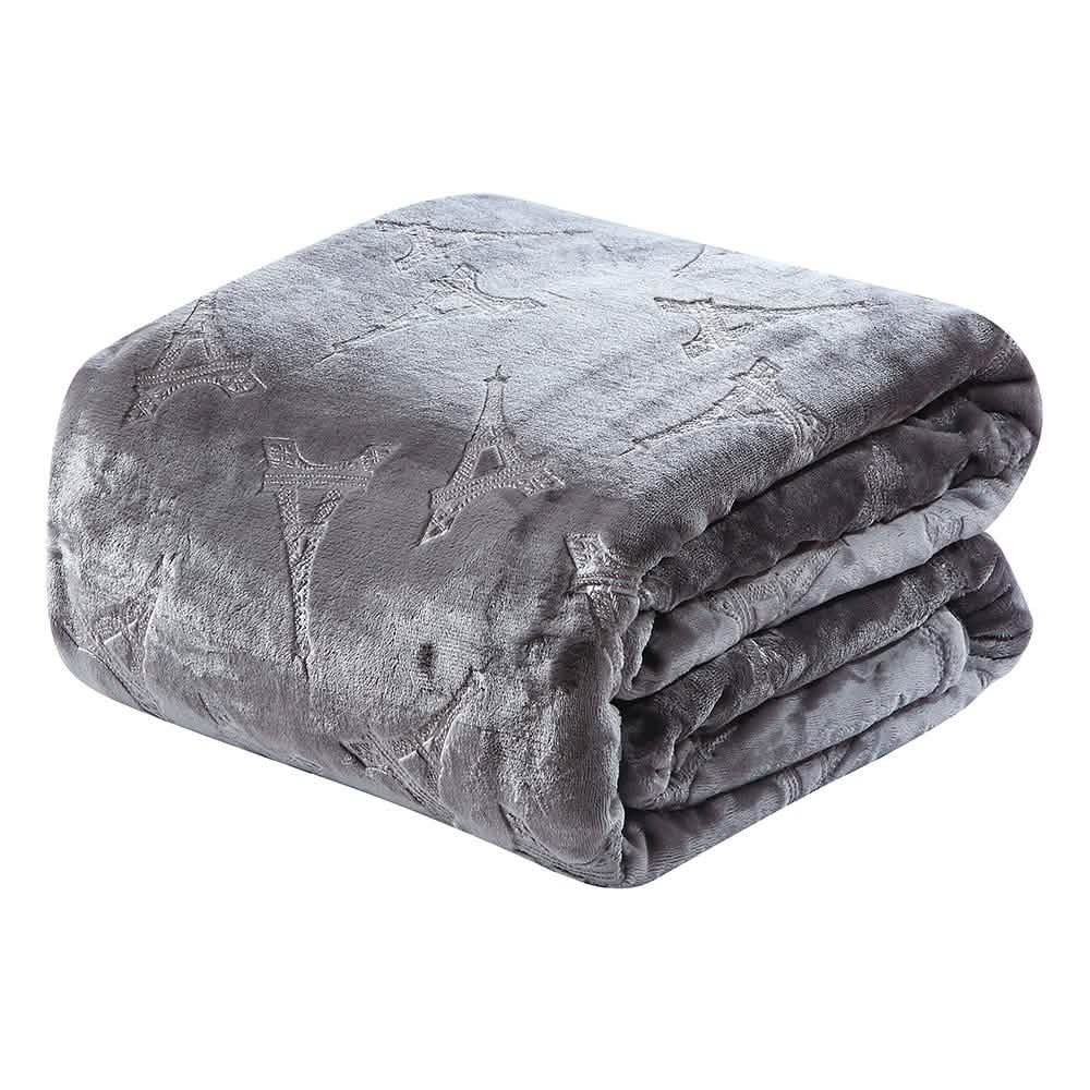 Embossed Premium Flannel Fleece Blanket - Eiffel Tower Design