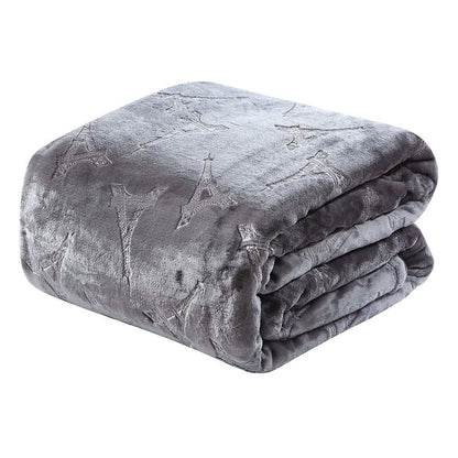 Embossed Premium Flannel Fleece Blanket - Eiffel Tower Design