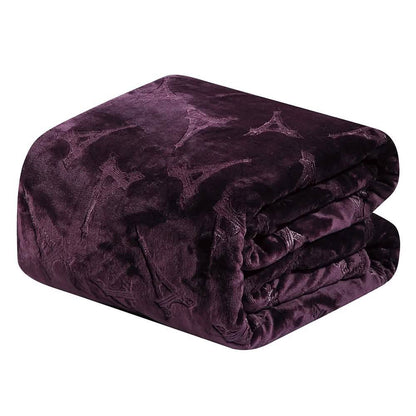 Embossed Premium Flannel Fleece Blanket - Eiffel Tower Design