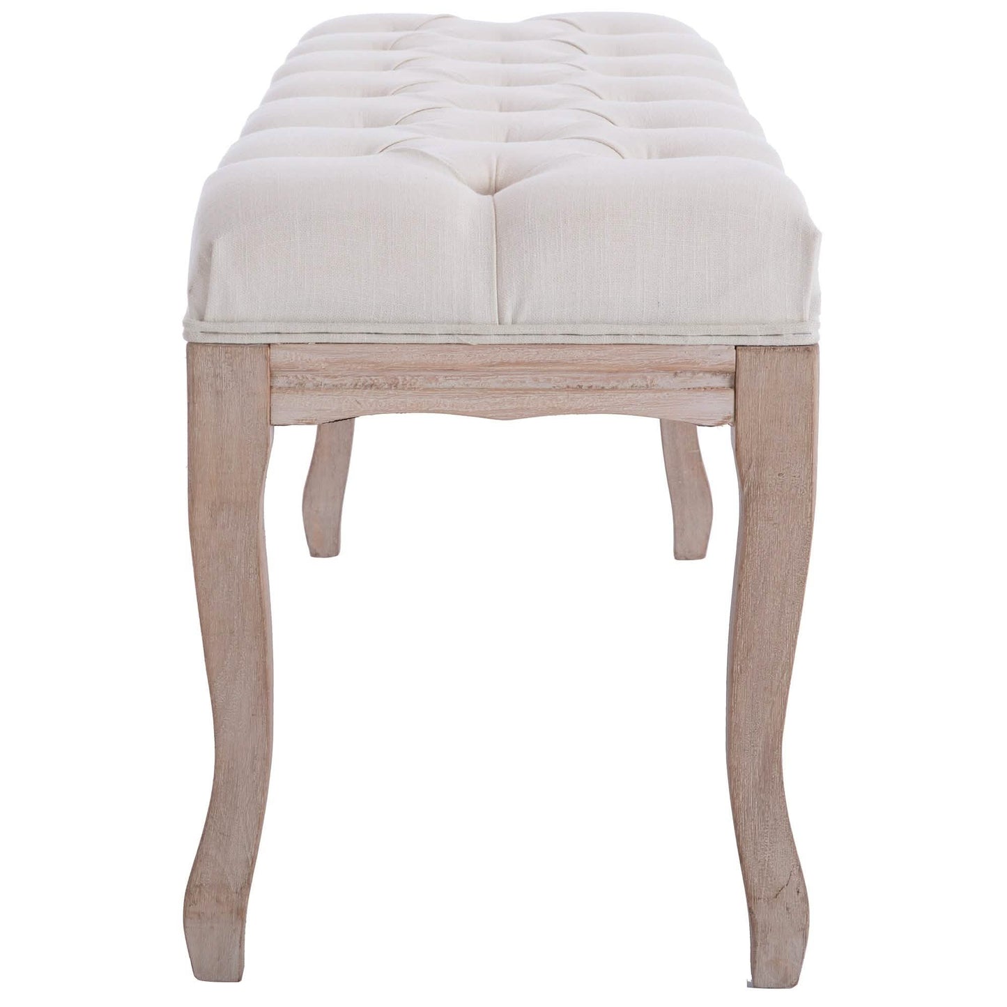 Entryway Wooden Bench, Upholstered Fabric Footstool