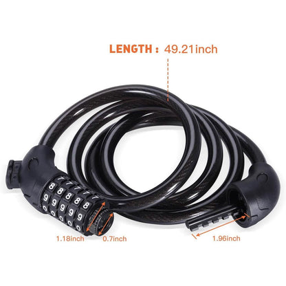 Famistar 4 Feet 5 Digit Resettable Combination Coiling Bike Chain Lock