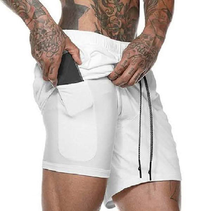 Fashion Men Elastic Waist Sports Shorts with Phone Pocket