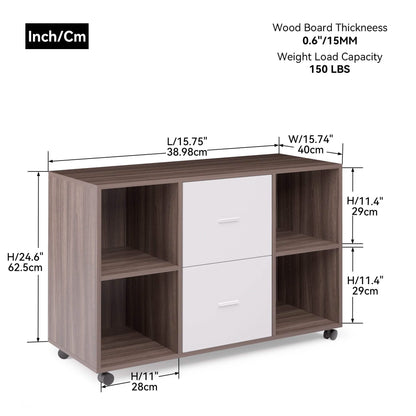 File Cabinet 2 Drawers Wooden Lateral Filling Cabinet