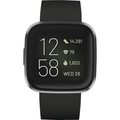 Fitbit - Versa 2 Smartwatch 40mm Aluminum - Black/Carbon with Silicone Band