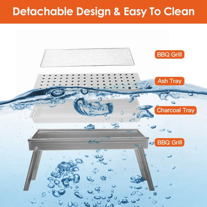 Foldable Charcoal BBQ Grill Stainless Steel Grill Net