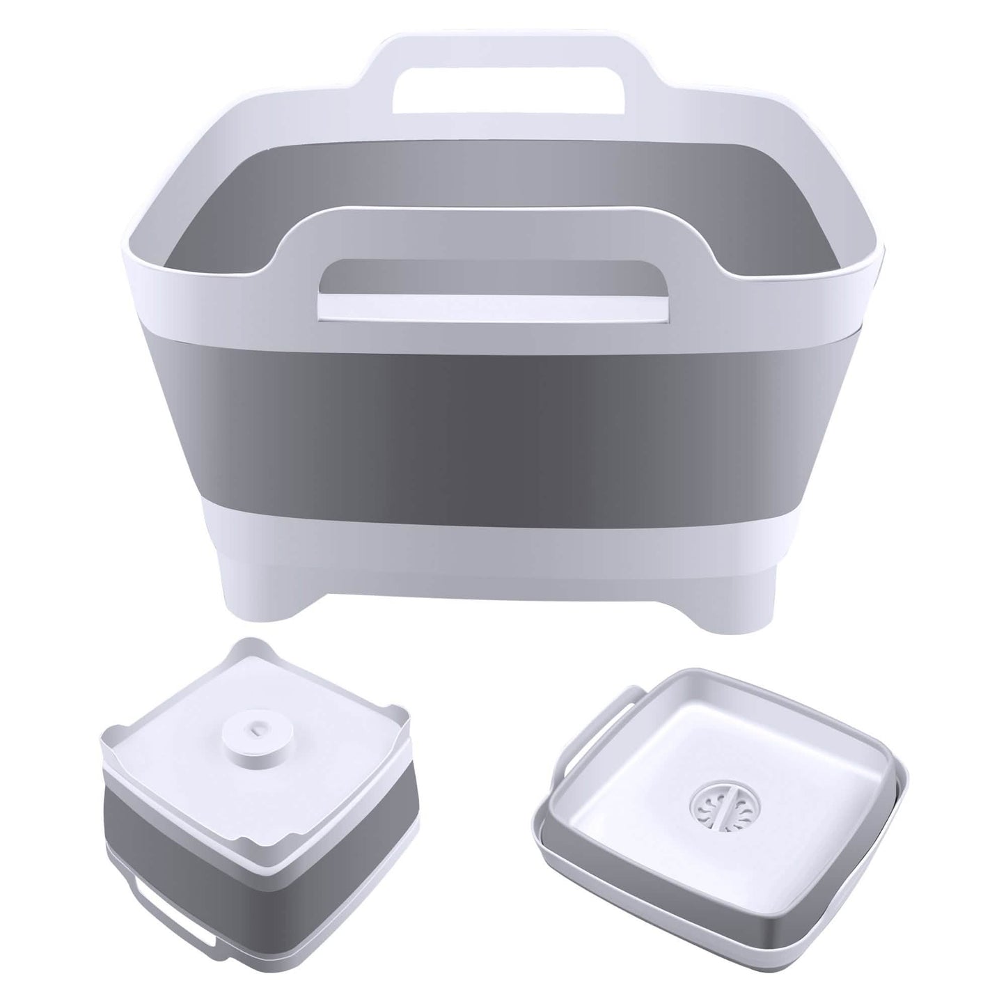 Foldable Dish Tub Washing Basin Collapsible Draining Pan Strainer Food Basket