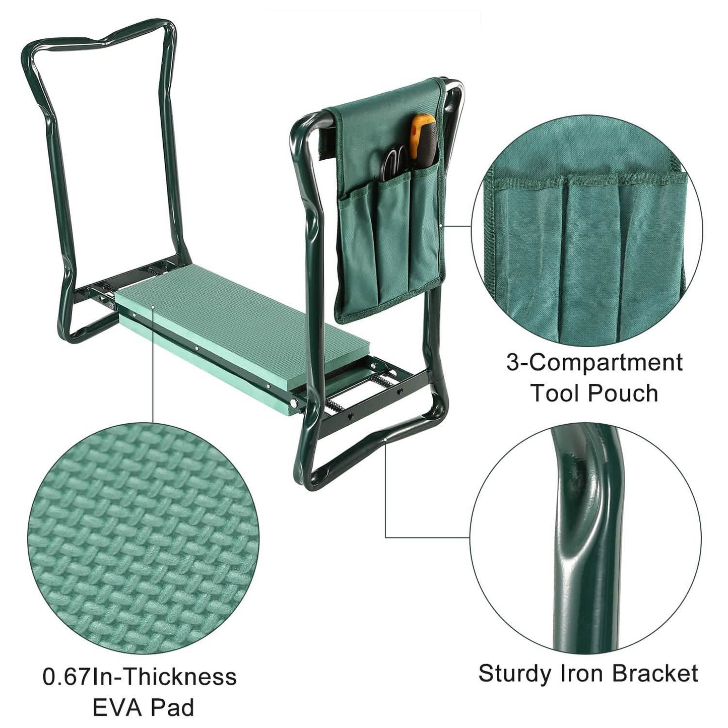 Foldable Garden Kneeler Seat with Kneeling Soft Cushion Pad