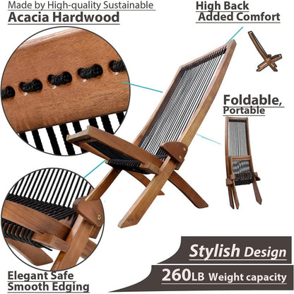 Folding Chairs Wooden Foldable Patio Chair