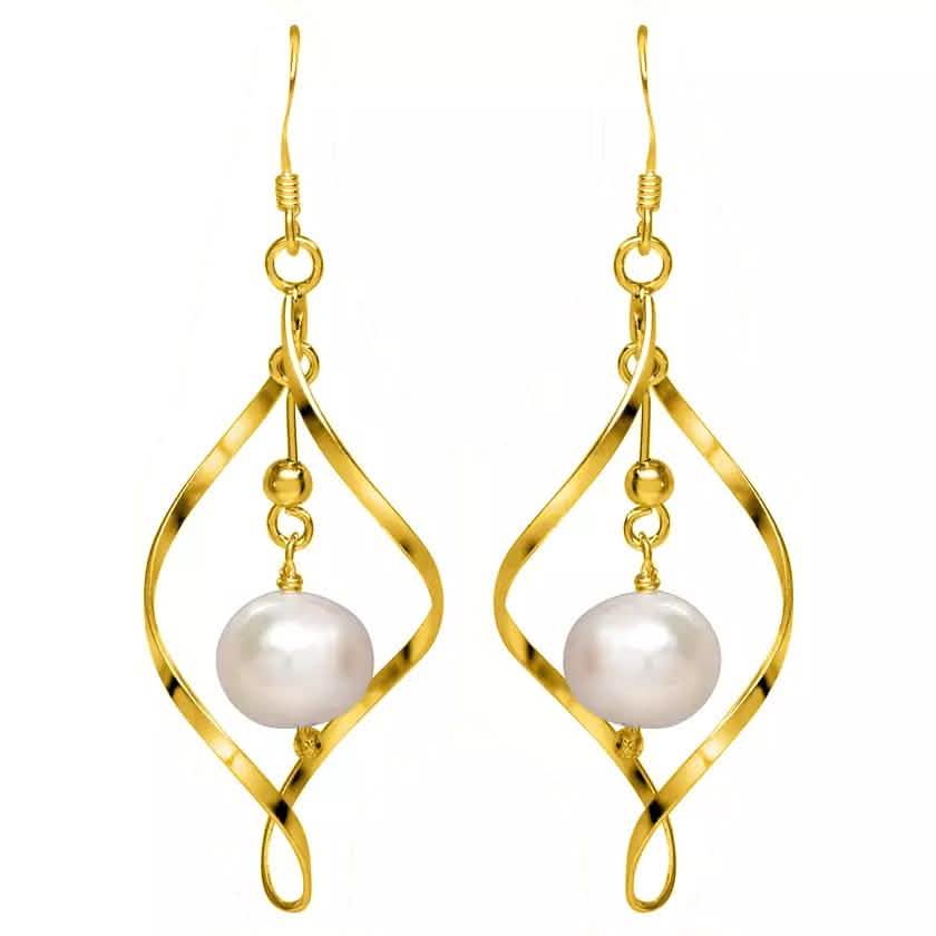 Freshwater Pearl Dangle Earrings in Sterling Silver