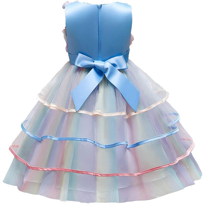 Girl's Rainbow Tulle Lace Dress