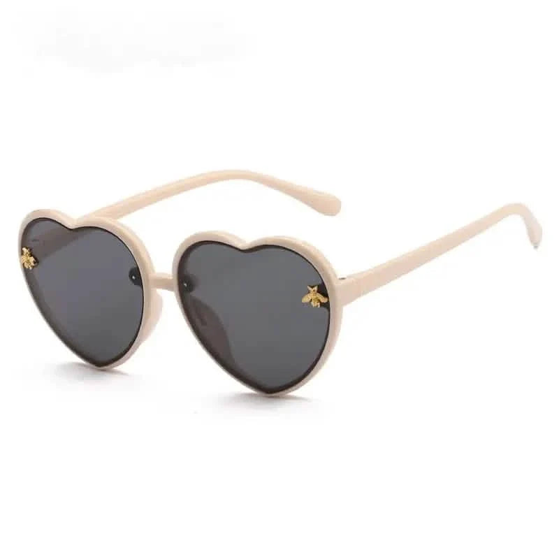 Girls Sunglasses UV Protection Heart Shaped Little Bee Decor Sunshade Glasses