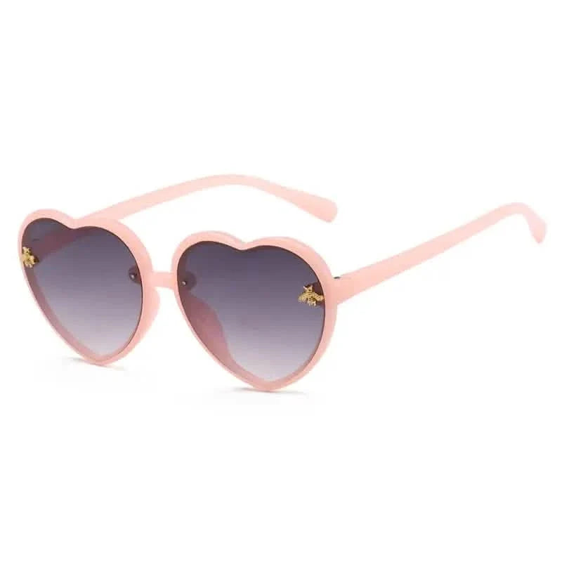 Girls Sunglasses UV Protection Heart Shaped Little Bee Decor Sunshade Glasses