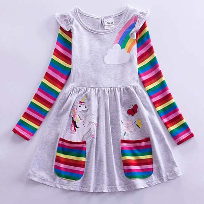 Girls' Unicorn Rainbow Flower Dress