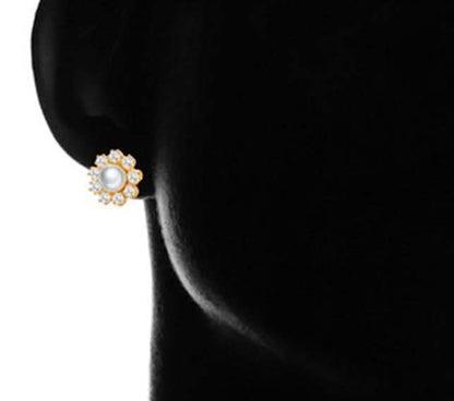 Gold Plated Cultured Pearl Stud Earrings
