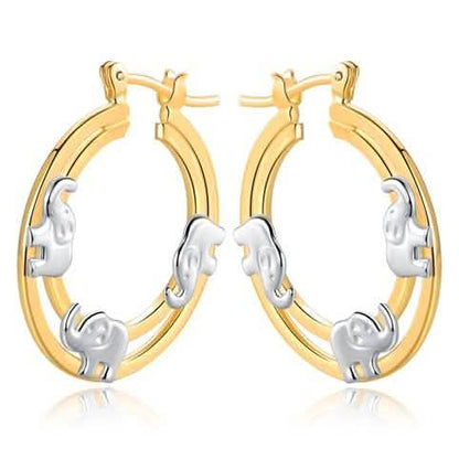 Gold Plated Elephant Stamp Hoop Earrings