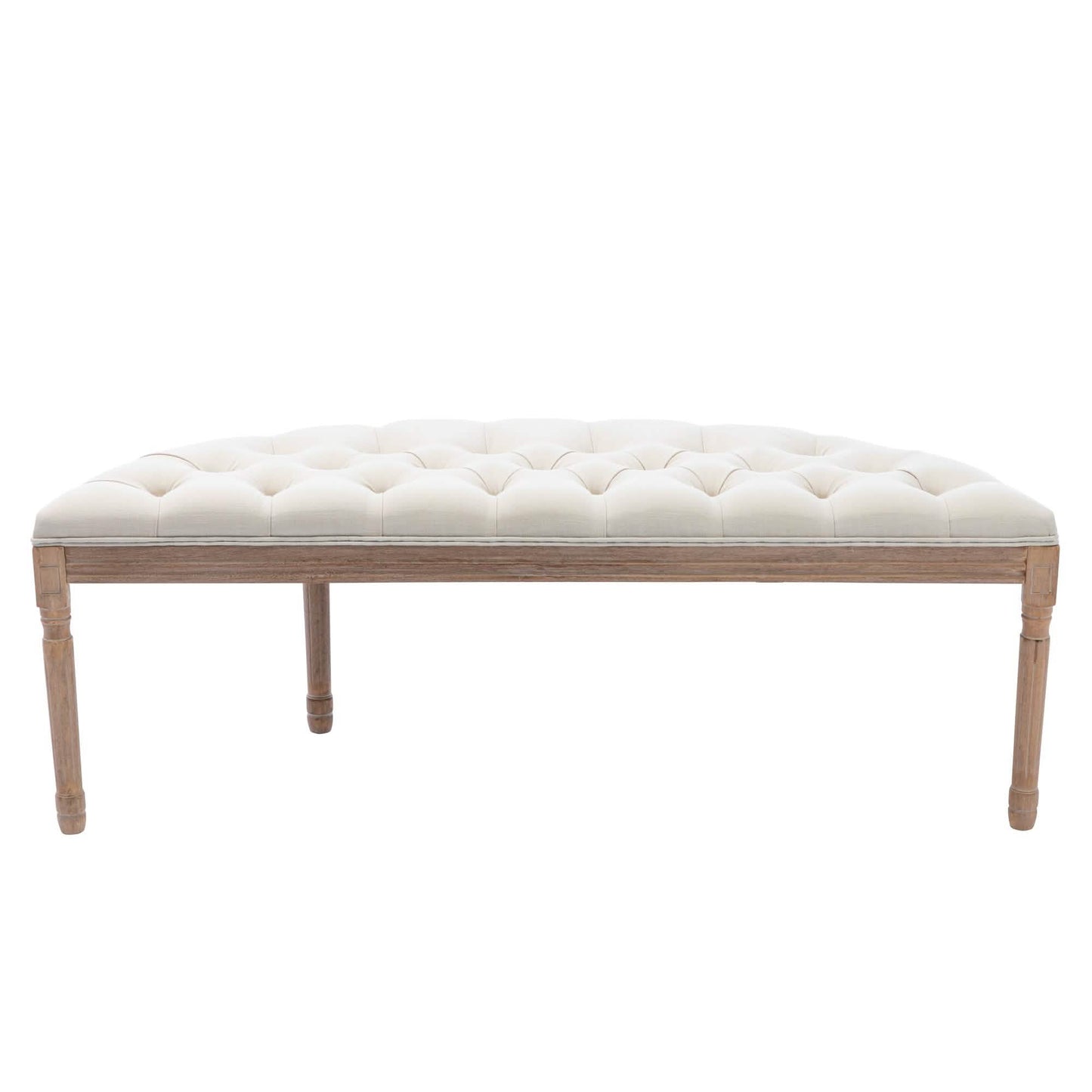 Half Moon French Vintage Bench with Padded Seat & Rubberwood Legs