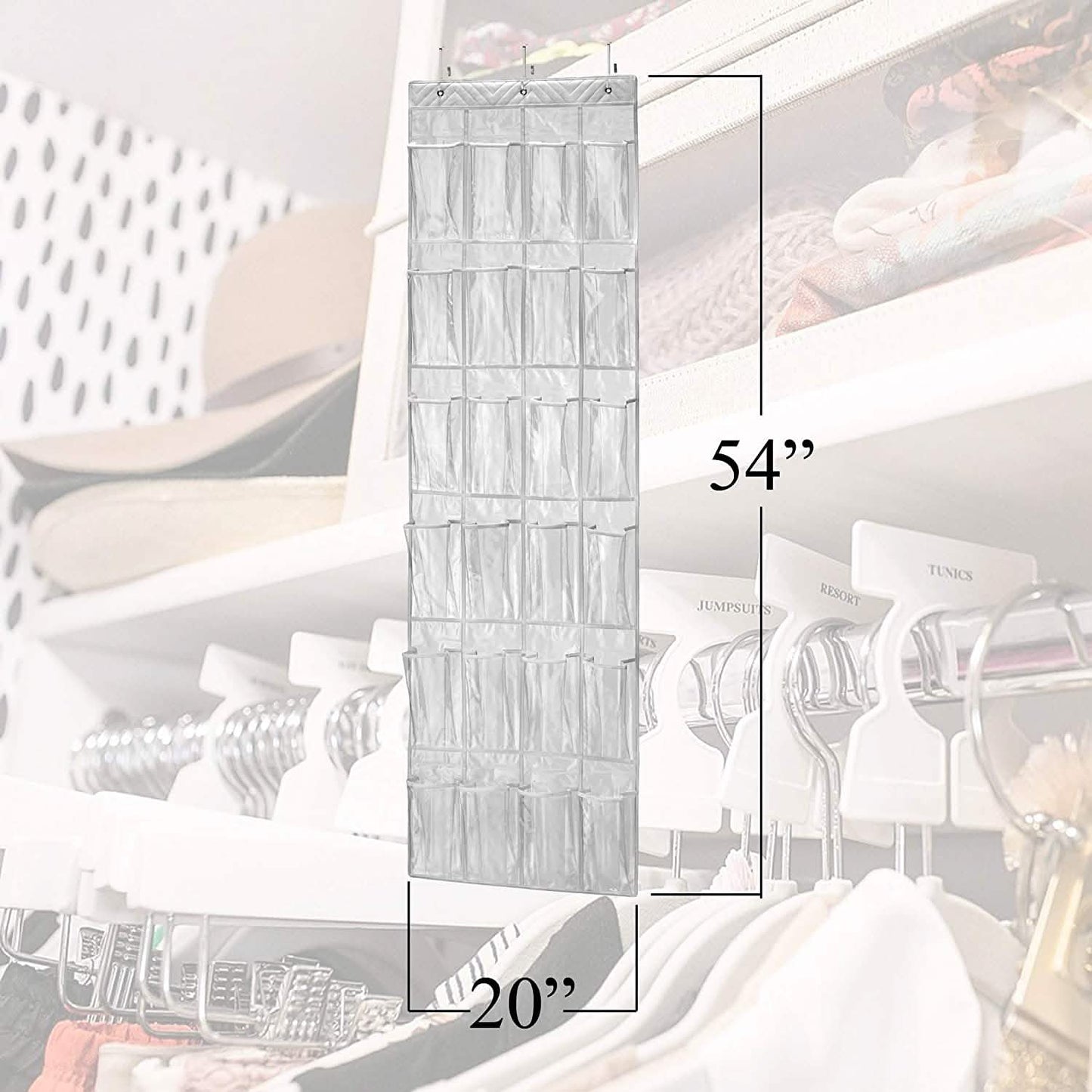Halter Over the Door Hanging Shoe Organizer with 24 Pockets