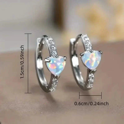 Heart-shaped Synthetic Zirconia Hoop Earrings