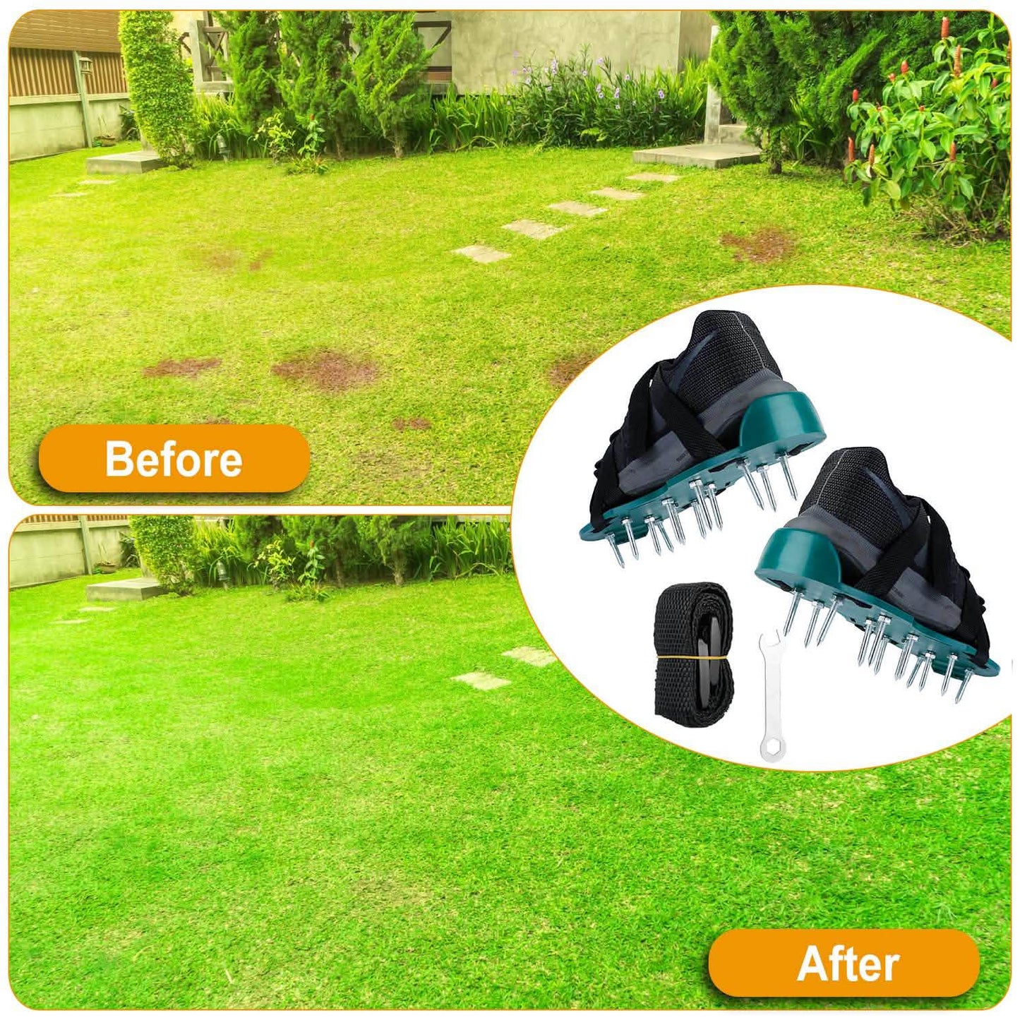 Heavy Duty Lawn Aerator Shoes with Adjustable Straps