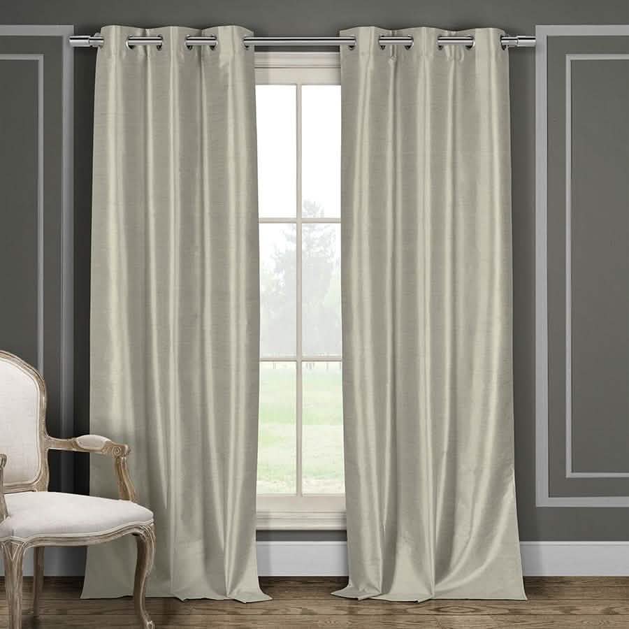 Heavy Faux-Silk Double-Layered Blackout Thermal Panel Pair - Assorted Colors