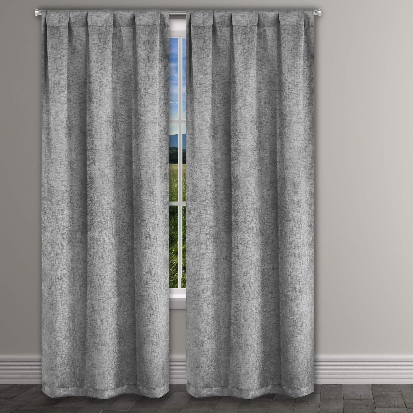 Heavy Suede Embossed Textured Blackout Thermal Window Curtain Pair Panel