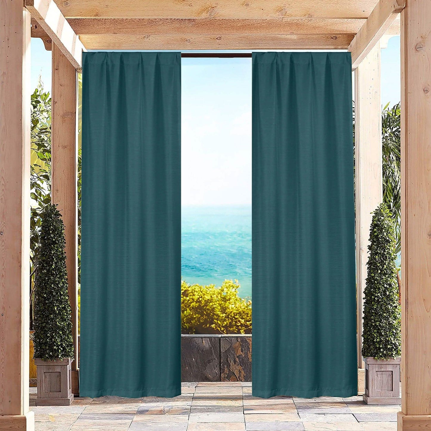 Heavy-Textured Indoor-Outdoor Blackout Curtains Pair Panel