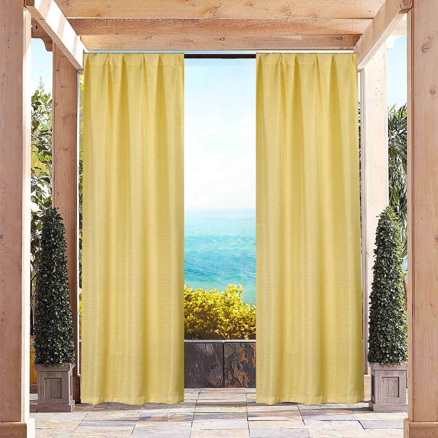 Heavy-Textured Indoor-Outdoor Blackout Curtains Pair Panel